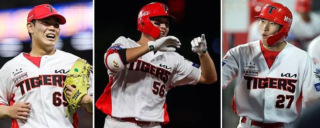 (사진 왼쪽부터) KIA 타이거즈 성영탁, 오선우, 김호령 선수 /사진=KIA 제공