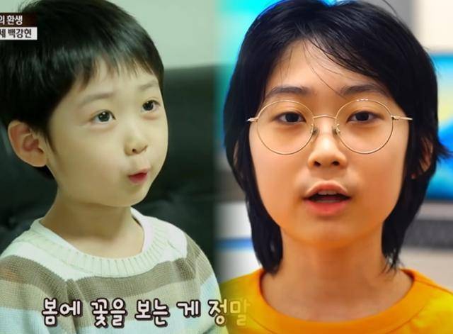 IQ 204의 영재 백강현군의 2016년 SBS '영재발굴단 출연 당시 모습(왼쪽 사진)과 지난해 9월 유튜브를 통해 영국 옥스퍼드대 지원을 알리는 모습. SBS 영상·백강현 유튜브 캡처