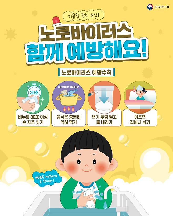 노로바이러스 감염증 예방수칙. 자료 질병관리청