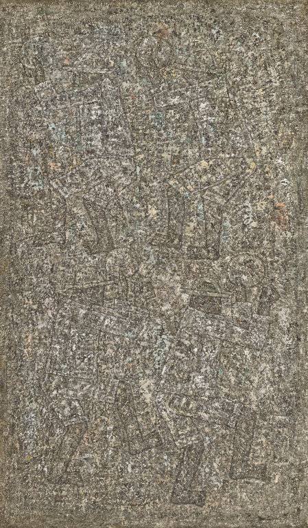 흥겹게 춤추는 농민들 모습을 묘사한 박수근의 ‘농악’. 국립현대미술관 제공