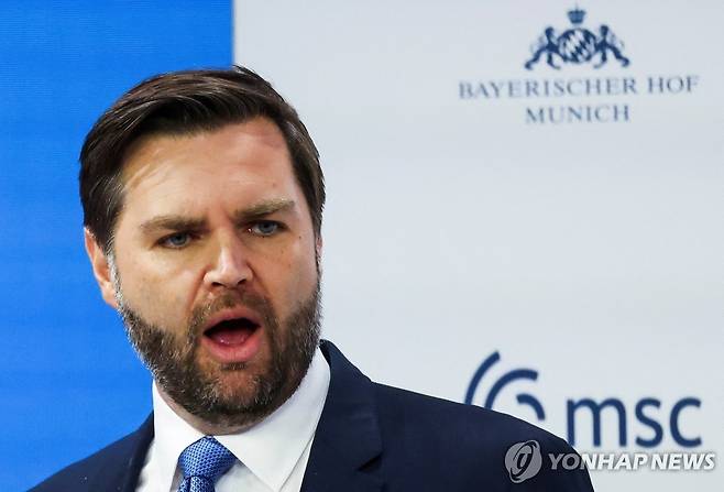 2025년 MSC에서 연설하는 JD 밴스 미국 부통령 [로이터 연합뉴스 자료사진. 재판매 및 DB 금지]