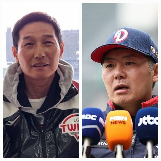 염경엽 LG 감독(왼쪽)과 김원형 두산 감독