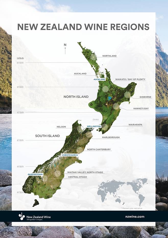 뉴질랜드 와인산지. 뉴질랜드와인협회