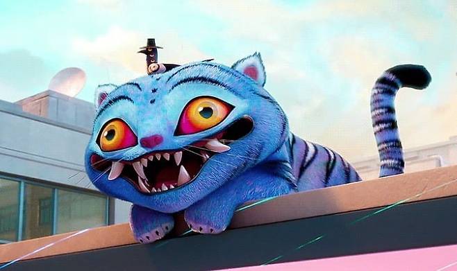 ‘케이팝 데몬 헌터스’에 등장하는 가상 걸그룹 헌트릭스와 사자보이즈, 호랑이 캐릭터 더피. 사진=넷플릭스