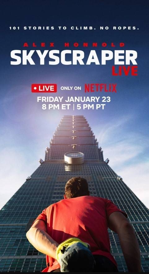 미국의 (맨몸 등반) 암벽 등반가 알렉스 호놀드가 509m 높이의 마천루 ‘타이베이 101’ 등반에 도전한다. 오는 24일 오전 10시 넷플릭스를 통해 라이브로 확인이 가능하다/ 사진=넷플릭스