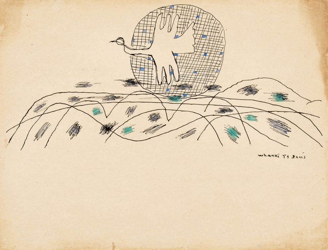 김환기(1913 - 1974)의 ‘새’. 25×32.5cm , 1959. 2500~5000만 원. 케이옥션 제공