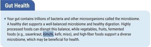 미 정부 식단 지침에 명시된 김치와 미소 [미 농무부 누리집 캡처]