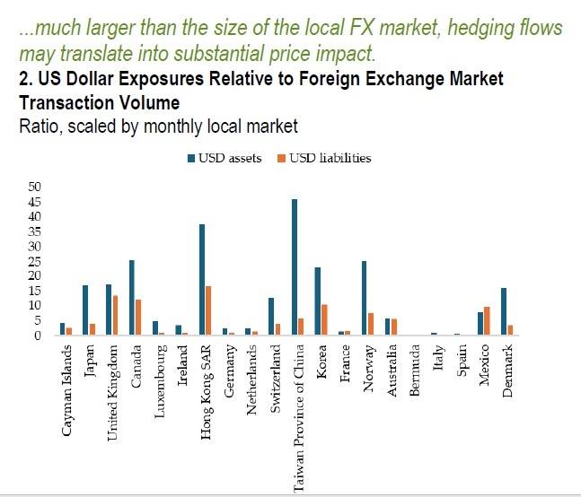 환노출 달러자산-달러부채, 외환시장 대비 배율 [IMF Global Financial Stability Report 2025.10]