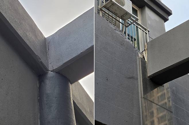 아파트 구조물 균열 모습 [촬영 김상연]