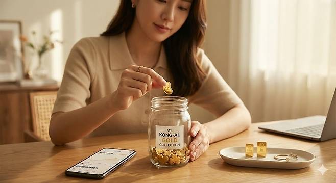 금값이 연일 고공행진하자, 부담 없이 금을 모을 수 있는 저중량 규모의 '콩알금'이 새로운 금테크(금+재테크) 수단으로 떠오르며 소비자들의 관심을 끌고 있다. 사진=구글제미나이생성