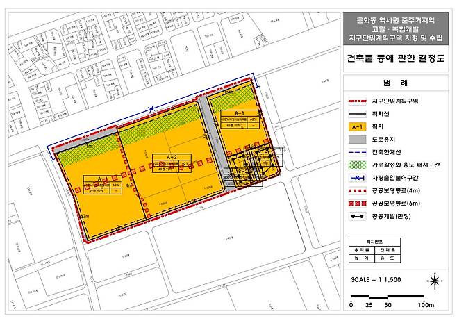 문화동 역세권 준주거지역 고밀·복합개발 지구단위계획구역 건축물 등에 관한 결정도. 대전시 제공