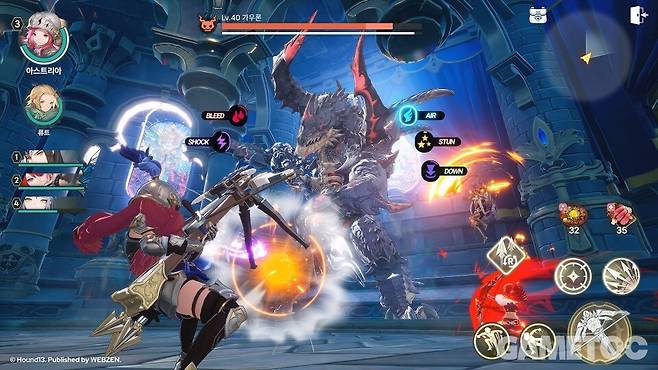 3명의 캐릭터를 실시간 교체하는 태크 액션이 특징이다 (사진=웹젠)