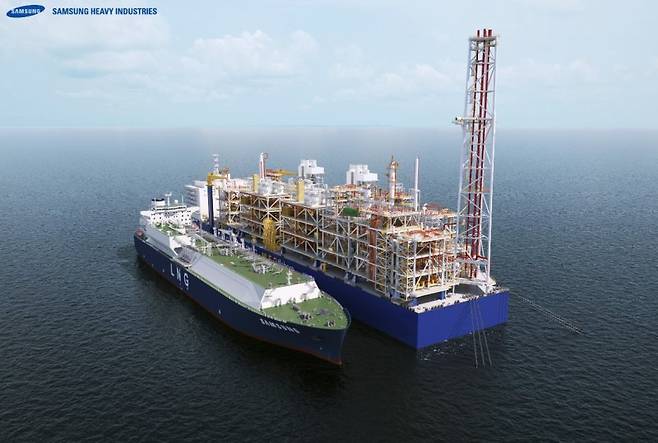 삼성중공업이 개발한심해용 부유식 LNG 생산설비 표준모델.(사진=삼성중공업 제공). /사진=뉴시스