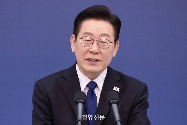 이재명 대통령이 19일 청와대 본관에서 열린 조르자 멜로니 이탈리아 총리 방한 공식오찬에서 인사말을 하고 있다. 청와대사진기자단