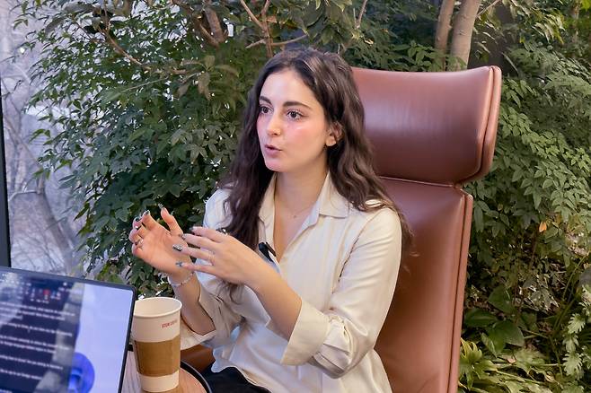 Ellada Charatsidou, a Greek instructor at Hankuk University of Foreign Studies, speaks during an interview with the Korea JoongAng Daily on Jan.6, 2026. [DANIELA GONZALEZ PEREZ]