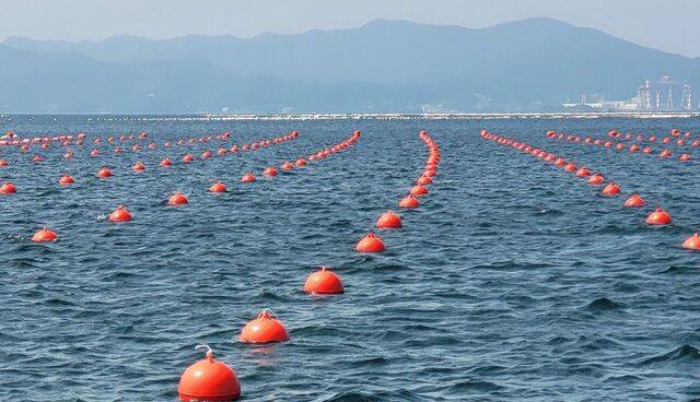 국내 한 어장에 친환경 인증을 통과한 ‘인증부표’가 설치된 모습. 해양수산부 제공