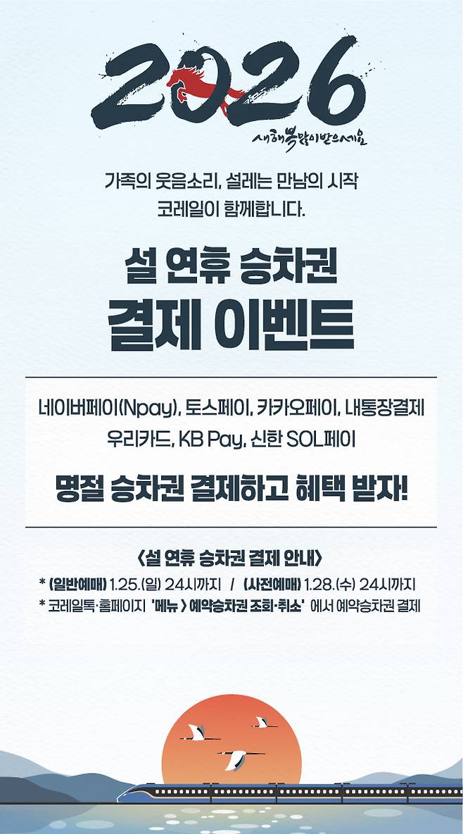 설 결제 프로모션 이미지. 코레일 제공