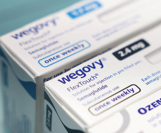 Boxes of Wegovy made by Novo Nordisk are seen at a pharmacy in London. (Reuters)