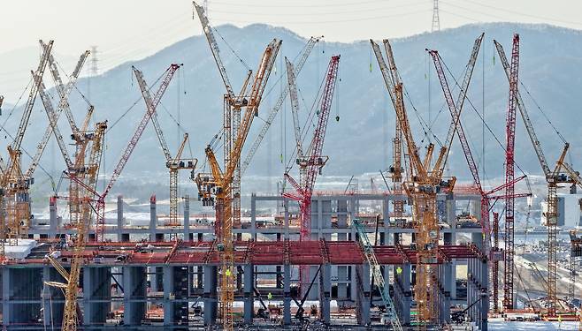 The construction site of semiconductor cluster in Yongin, Gyeonggi, on Jan. 20 [YONHAP]