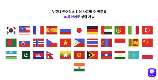 ‘ AI 노동법 상담’은 언어 장벽 때문에 노동권 보호 사각지대에 놓였던 외국인 노동자들의 이용을 개선시킨 것으로 나타났다. AI 노동법 상담 홈페이지 갈무리
