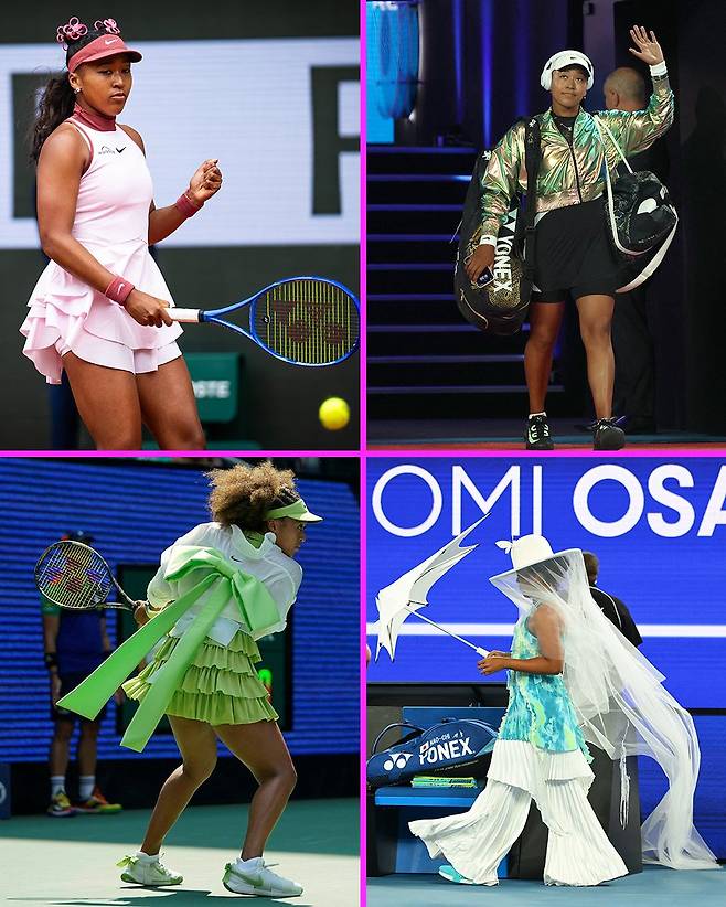 오사카 나오미가 코트에서 보여준 파격적인 의상들.&nbsp;