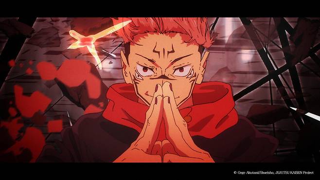 ‘극장판 주술회전: 시부야사변×사멸회유’에서 주인공 이타도리 유지가 주술을 펼치기 전 수인을 맺고 있다. 네이버 영화 포토 갈무리