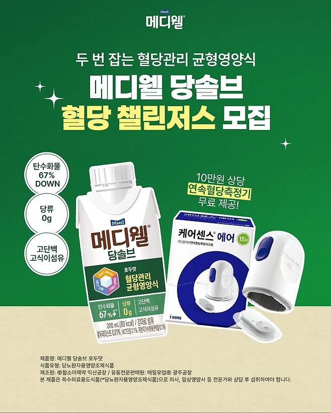 메디웰이 혈당 관리 체험단 ‘혈당 챌린저스’를 모집한다. 사진 매일유업