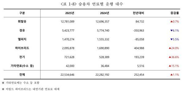 승용차 연도별 운행 대수. 사진=카이즈유