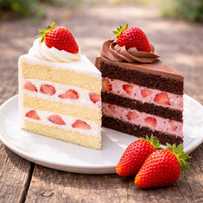 딸기 생크림 케이크와 딸기 초코 케이크. 사진출처=챗GPT