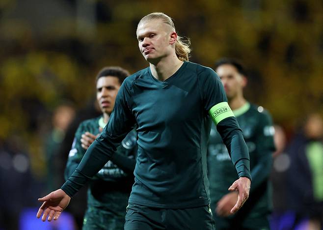 Soccer Football - UEFA Champions League - Bodo/Glimt v Manchester City - Aspmyra Stadion, Bodo, Norway - January 20, 2026 Manchester City's Erling Haaland looks dejected after the match Action Images via Reuters/Andrew Boyers     TPX IMAGES OF THE DAY<저작권자(c) 연합뉴스, 무단 전재-재배포, AI 학습 및 활용 금지>