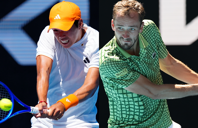 2026 호주오픈 남자단식 16강에서 다시 만난 티엔과 메드베데프(오른쪽)