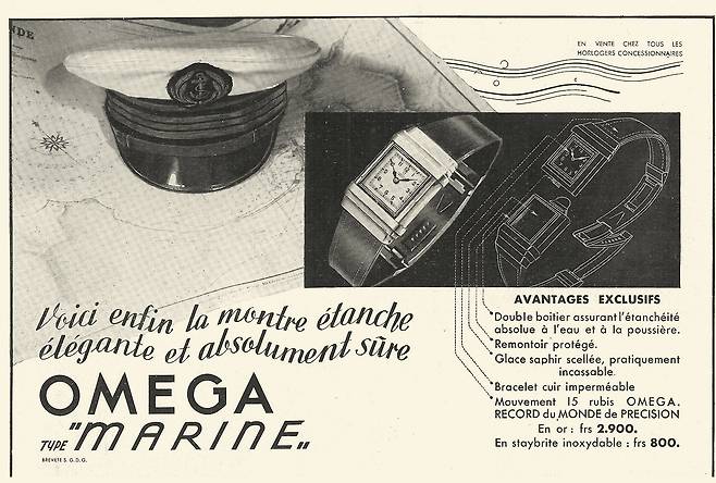 세계 최초의 다이버 워치로 알려진 마린의 1937년 캠페인. 사진 오메가