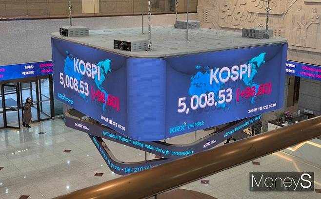 22일 오전 코스피가 장중 처음으로 5000을 달성했다./사진=이동영 기자