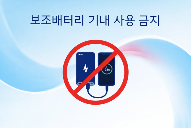 한진그룹 계열 항공사들이 모든 항공편에서 보조배터리 기내 사용을 전면 금지한다. 챗지피티(ChatGPT)로 생성한 이미지
