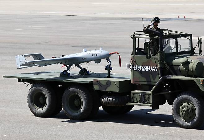 건군 75주년 국군의 날 최종 리허설에서 사단정찰용 무인기가&nbsp;분열을 하고 있다. 세계일보 자료사진