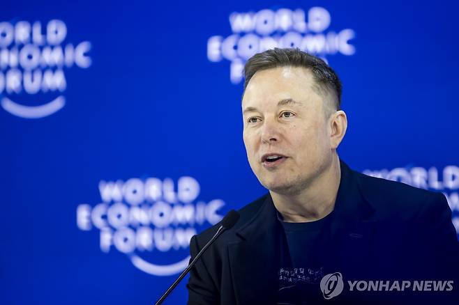 22일 스위스 다보스 포럼 참석한 일론 머스크 테슬라 CEO [EPA=연합뉴스. 재판매 및 DB 금지]