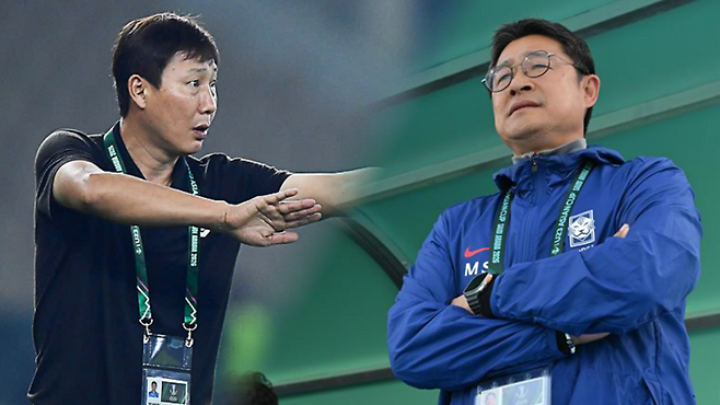 김상식 베트남 23세 이하 대표팀 감독(왼쪽)과 이민성 한국 23세 이하 대표팀 감독. 베트남축구협회, 대한축구협회