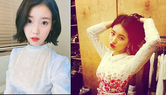 출처=아이유, 수지 SNS