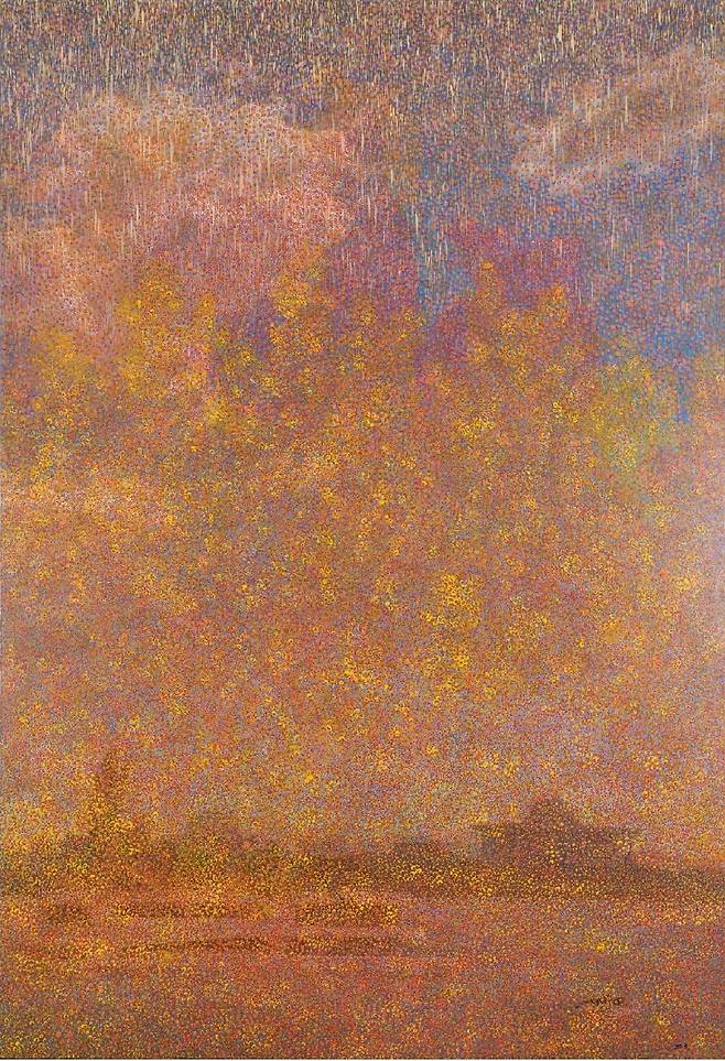 꽃비(flower petal rain) 180x122cm 캔버스에 수묵아크릴 2025