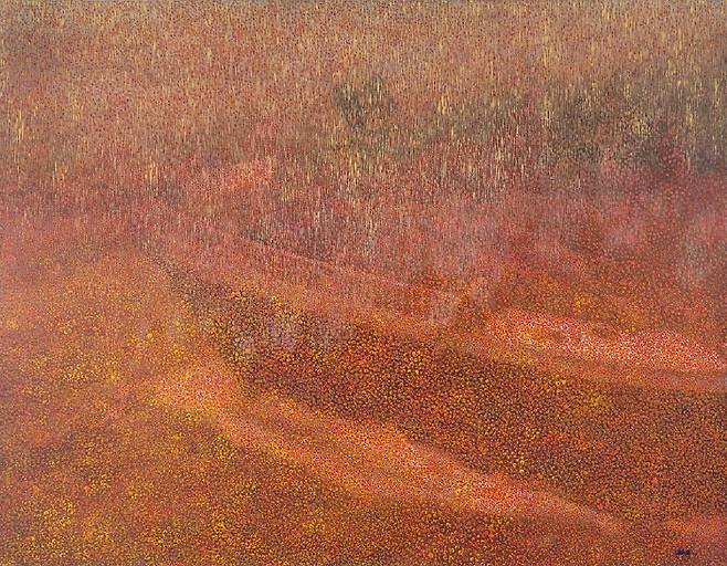 꽃비(flower petal rain) 91x117cm 캔버스에 수묵아크릴 2025