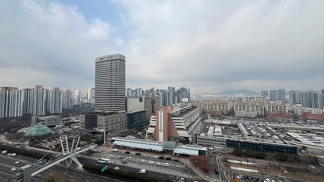 서울 서초구 미도산에서 찍은 서울고속버스터미널 일대. /김두규 제공