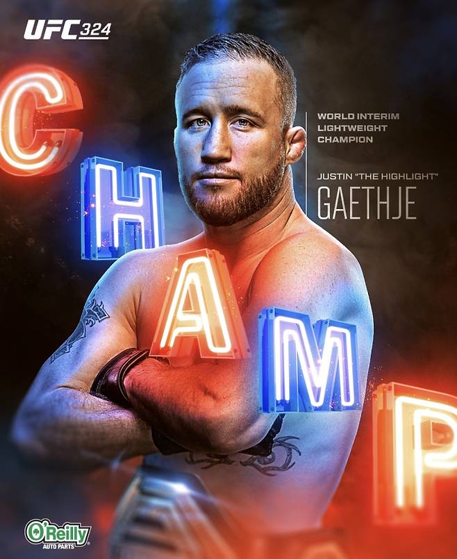 UFC 라이트급 잠정 챔피언이 된 저스틴 게이치. 사진=UFC