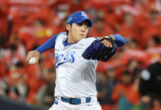 원태인 '역투'. 사진[연합뉴스]