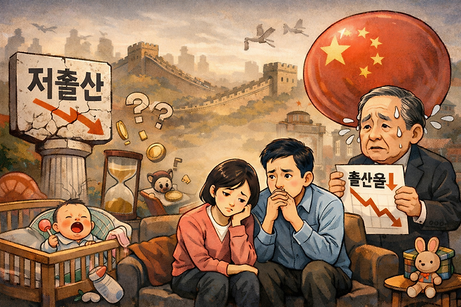 중국에서 저출산 현상을 챗GPT로 구현한 이미지. [챗GPT]