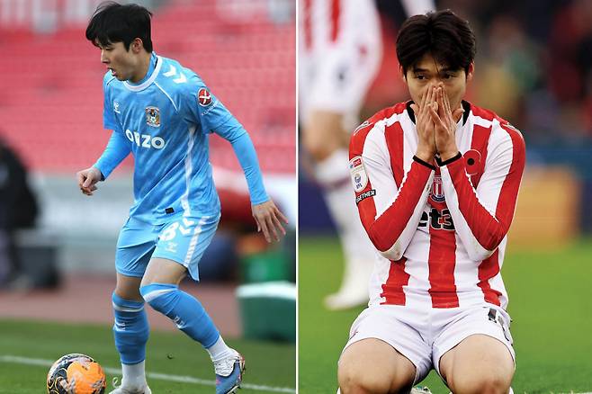 코번트리 양민혁(왼쪽), 스토크시티 배준호. 코번트리 페이스북·게티이미지코리아