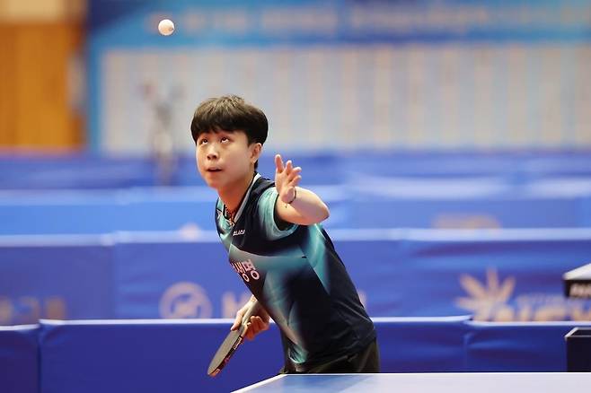탁구 종합선수권에 나선 주천희의 경기 장면 [대한탁구협회 제공. 재판매 및 DB 금지]