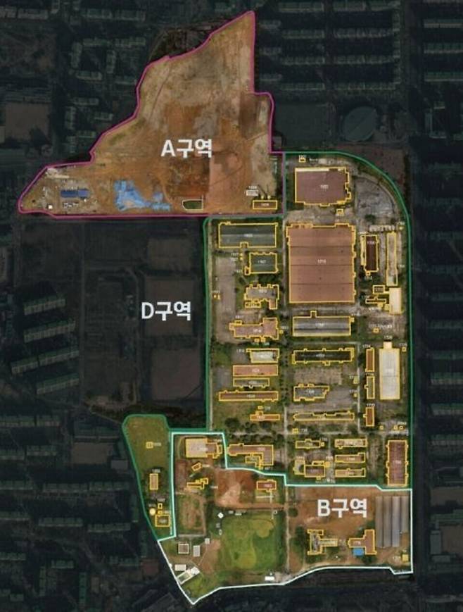 ▲&nbsp;인천 캠프마켓 구역도와 시설물 현황. /자료=인천시