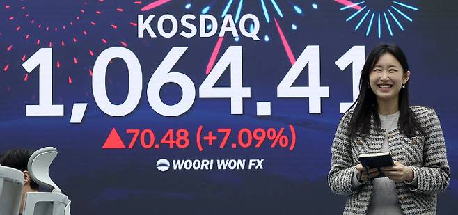 코스닥 지수가 전장보다 70.48포인트(7.09%) 오른 1,064.41에 거래를 마쳤다. (사진=뉴스1)