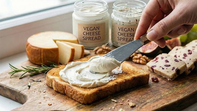 식물성 치즈는 정제 오일, 전분, 안정제 등으로 만들어져 영양가가 거의 없다｜출처: Gemini 생성