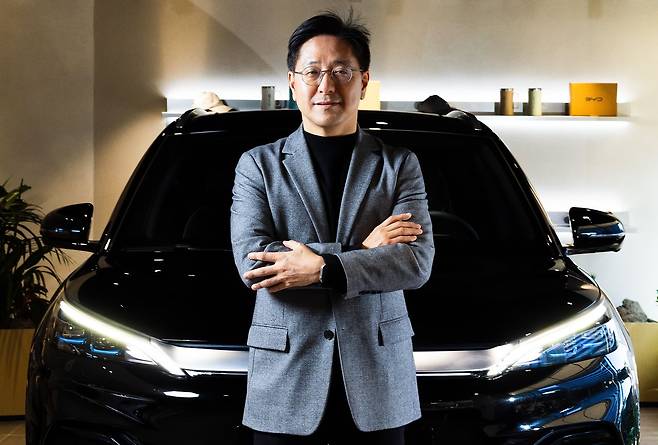 조인철 BYD코리아 승용부문 대표가 22일 서울 마포구 BYD 쇼룸에서 중앙일보와 인터뷰했다. 우상조 기자